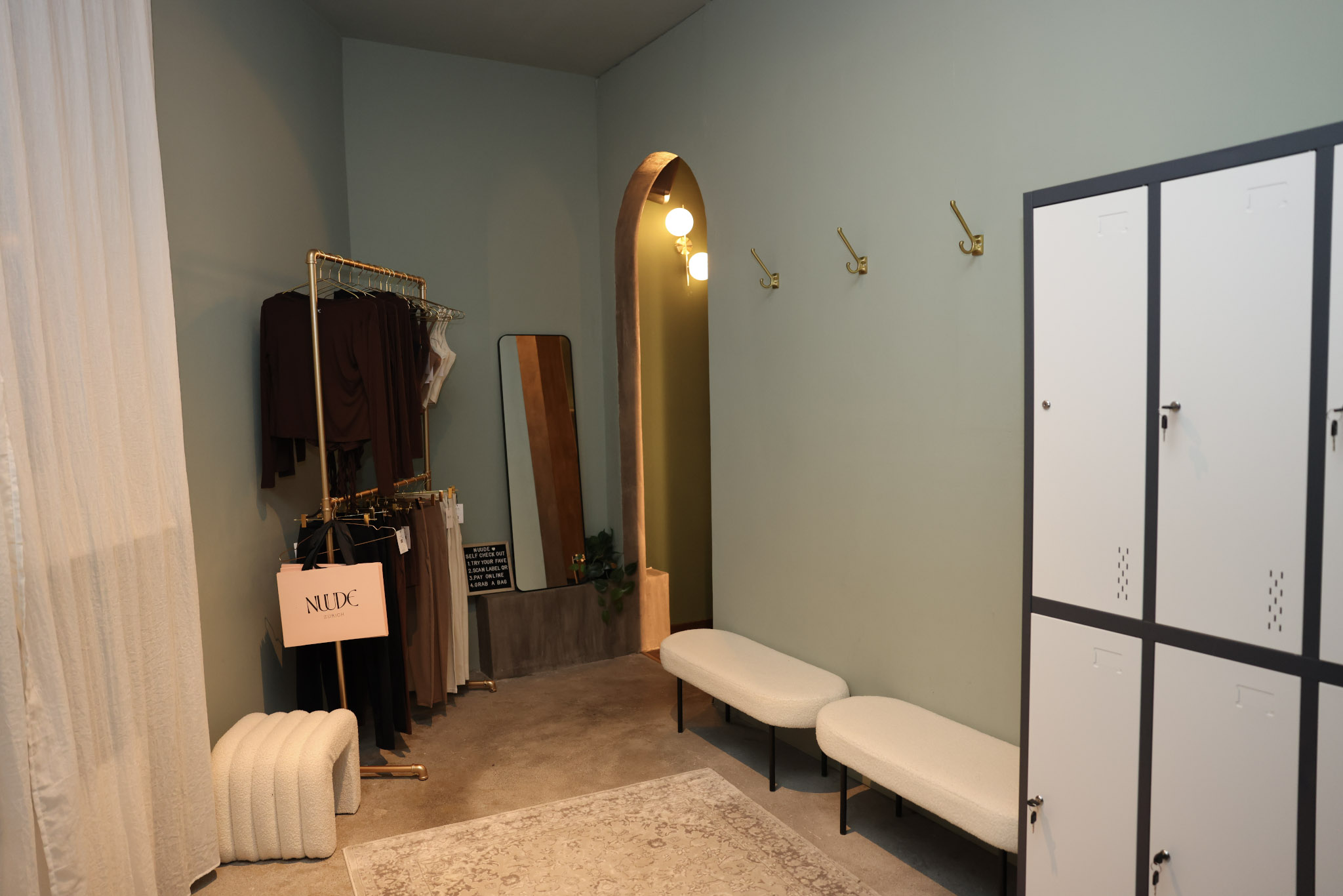 Changing area at the Reform x Retreat studio